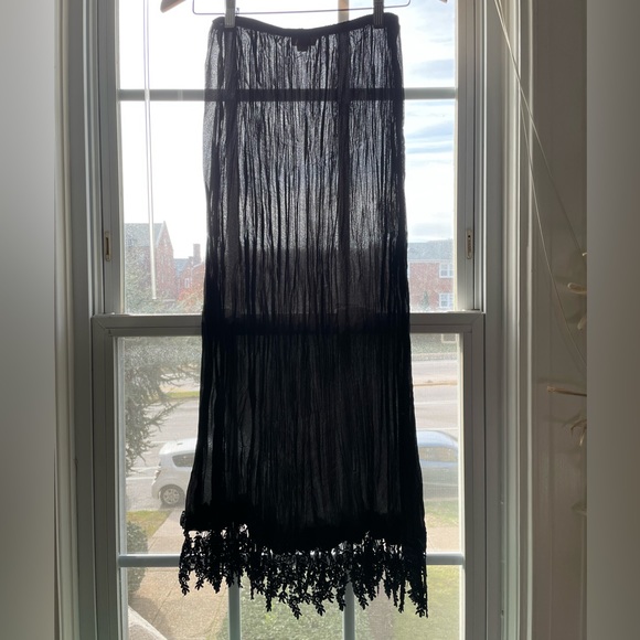Nwot 90’s Hand Lace Hem Sheer Accordion Crinkled Slip Skirt - Picture 1 of 7